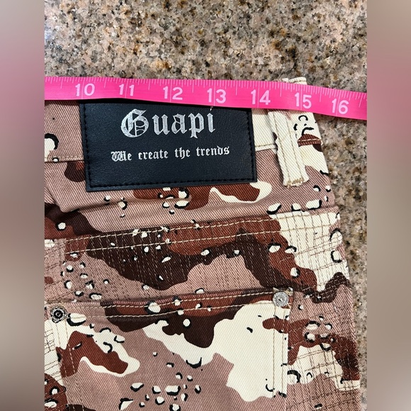 Guapi Shorts Mens 30 Brown Camo Distressed Ripped Urban Streetwear NWT - Picture 4 of 9